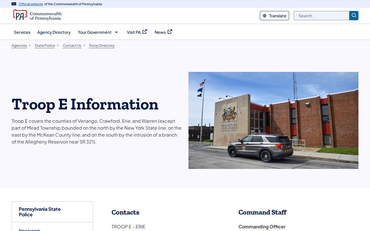 Venango County arrest records PSP Franklin station page