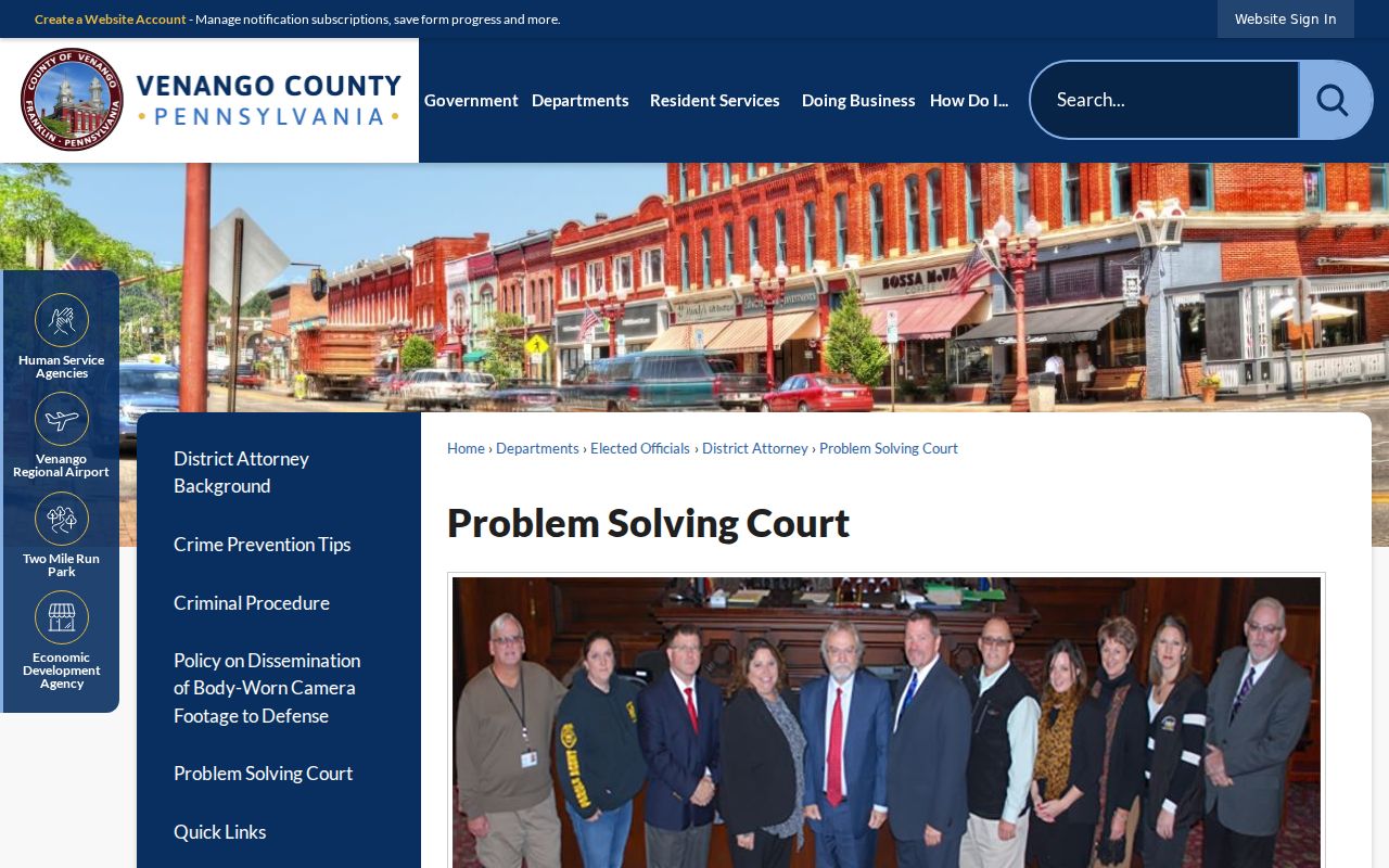 Venango County criminal court cases Problem-Solving Court page