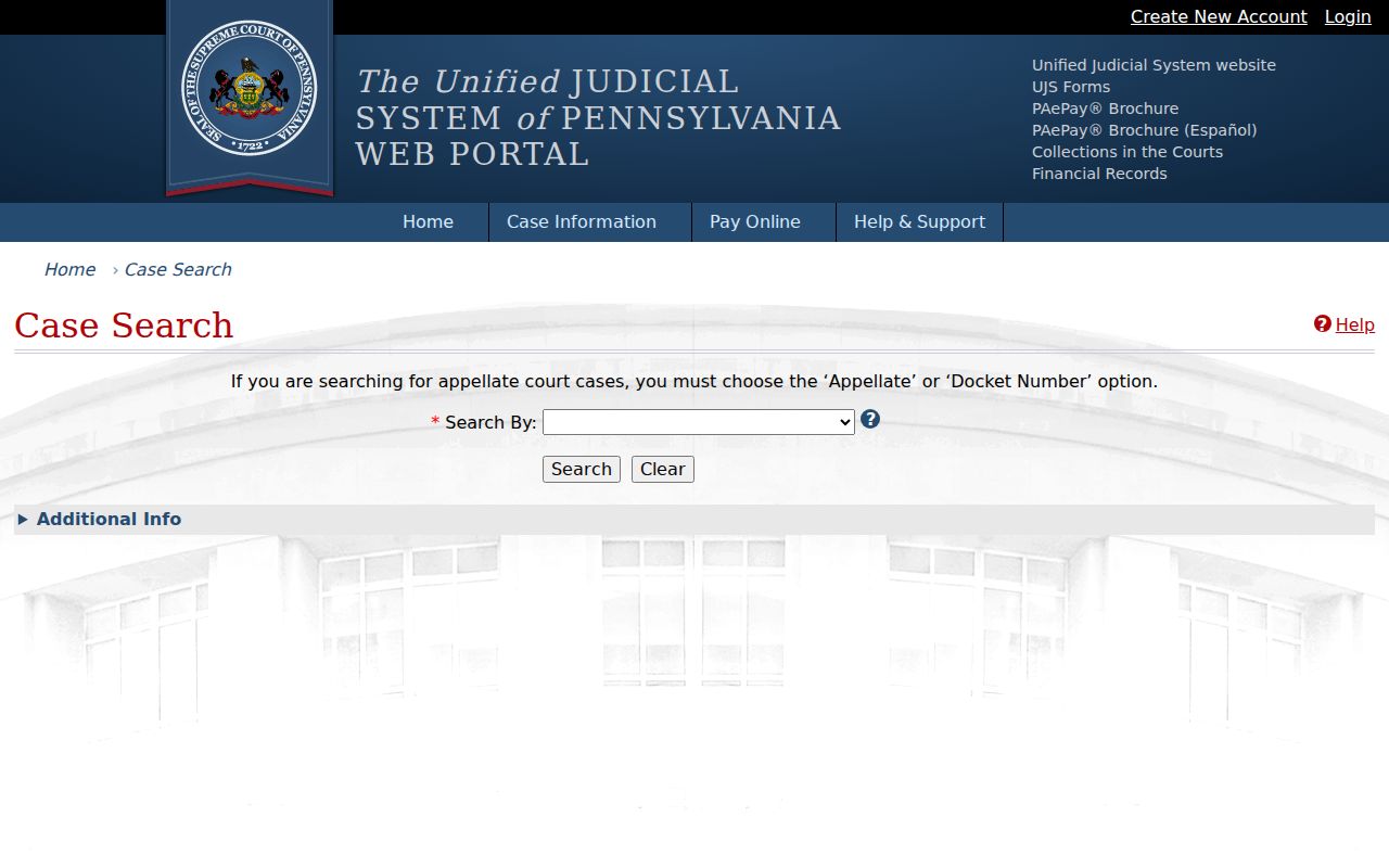 Venango County criminal court record search on the UJS portal